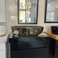 روشویی کابینتی کوتینگ مشکی طلایی/تولیدی