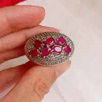 انگشتر فاخر یاقوت زنانه رکاب نقره