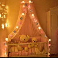 تخت و کمد کودک با پرده روی تخت|اسباب و اثاث بچه|گرگان, |دیوار