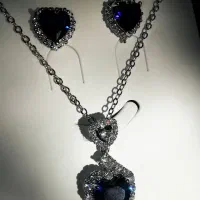 نیم ست نگین دار قلبی جدید دخترانه