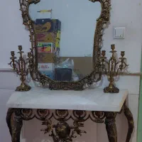 آینه و شمعدان قدیمی برنز اصل خیلی سنگین