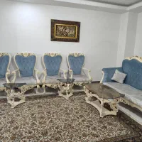 مبل استیل و راحتی به همراه عسلی و جلو مبلی