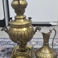 فروش ست سماور ذغالی برنجی 5 تیکه