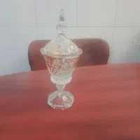 قندان پایه دار  کریستال طلایی کوب   چک اصل چک