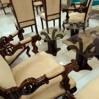 مبل فرانسوی ۹نفره با میزعسلی و میز غذاخوری ۸نفره