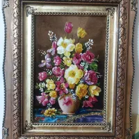 تابلو گل لاتزیو کد 12 دستبافت و ابریشم دار|تابلو فرش|تبریز, |دیوار