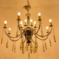 لوستر سنگی کبریتی ۱۶شعله رنگبندی سنگ برنج ضمانتدار