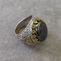 انگشتر نقره طلاکاری شده با سنگ حدید
