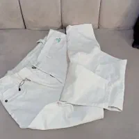 شلوار لی سفید زاپدار