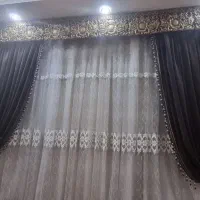 پرده ی حریرباآستر وکتیبه وپنل مخمل