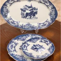 ظروف زیبای گل آبی طرح ویلج اسب سوار|ظروف سرو و پذیرایی|ارومیه, |دیوار