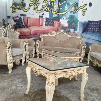 استیل ۷نفره با غذاخوری ۴نفره و جلو مبلی کامل چوب|مبلمان خانگی و میز عسلی|قم, نیروگاه|دیوار