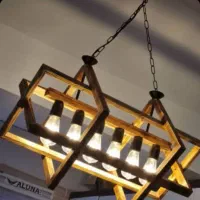 لوستر سقفی و دیواری چوب روستیک|لوستر و چراغ آویز|آبادان, |دیوار