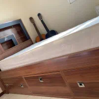 تخت چوبی هالوژن دار و تشک|تخت و سرویس خواب|سرخه حصار, |دیوار