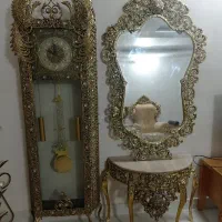 آیینه کنسول و ساعت برنز