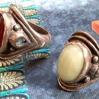 جفت انگشتر عقیق سلیمانی و شرف الشمس نقره سیلندری|جواهرات|خمین, |دیوار