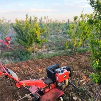شخم باغات و گلخانه با دو دستگاه تیلر دیزلی ۱۲ اسب