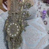 آینه و شمعدان همراه با چوب لباسی و ساعت برنز اصل|آینه|تهران, گرگان|دیوار