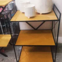 استند میز قفسه فلزی ۳ طبقه با چوب ضد آب