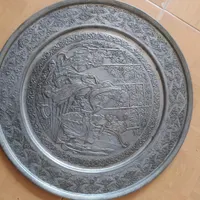 سینی قلمزنی مسی به قلم استاد محمدتقی پشوتن
