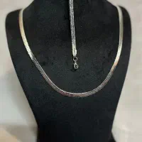 ست دستبند و گردنبند ماری نقره ای مردانه