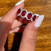 انگشتر جواهر تمام نقره مدل چهارتایی یاقوت و کبود|بدلیجات|تبریز, |دیوار