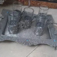 دو دست استکان و دو دست انگاره و دو سینی پیوتر اصل|ظروف سرو و پذیرایی|تهران, تهرانپارس جنوبی|دیوار