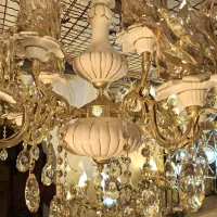 لوستر 4شاخه 8شعله برنز چینی راه راه اصل|لوستر و چراغ آویز|تبریز, |دیوار