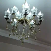 لوستر برنز ۵ شاخه و ده لاله و دو عدد دیوار کوب