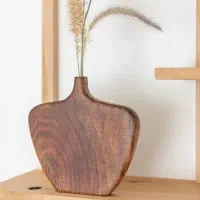 گلدان چوبی دست‌ساز از چوب گردو طبیعی