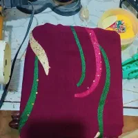 پارچه ابروبادی خامه دوزی نگین دار