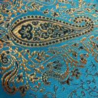 رومیزی ترمه فیروزه ای زرکوب|پرده، رانر، رومیزی|کرمان, |دیوار