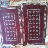 قالیچه دستباف قدیمی پشمی جفت سالم