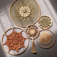 دیوارکوب  تابلو ماندالا بافت قلاببافی آینه