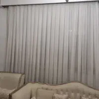 پرده حریر همراه والان و بند مروارید