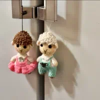 ست دوقلوهای آویزی دستباف ، آبی و صورتی