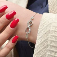 دستبند نقره قلب بی نهایت جواهری نقره سازی رزگلد