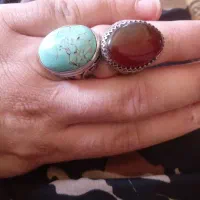 انگشتر نقره عقیق وفیروزه|جواهرات|فاروج, |دیوار