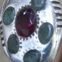 انگشترقدیمی عتیقه بانگین یاقوت اصلی و زمرود