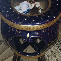 یک جفت گلمیز (پایه) سرمه آیی آب طلا کاری شده|کلکسیون اشیاء عتیقه|شیراز, فرهنگ شهر|دیوار