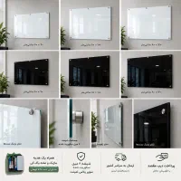 تخته وایت برد100در150شیشه ای مشکی سوپر پلاس90در140
