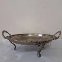 سینی پزیرایی پایه دار قدیمی نقش دار