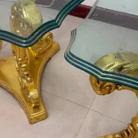 میز عسلی تمام چوپ با شیشه ۲۰ میل