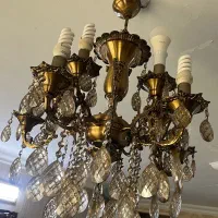 لوستر برنز ۵ شاخه دوبل(۱۰ شاخه)و دیوارکوب برنز