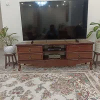 میز تلویزیون با روکش چوب طبیعی راش