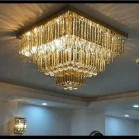 لوستر الماس.کریستالی آتوسا سه طبقه مربع. AC light|لوستر و چراغ آویز|تهران, سنگلج (شاپور)|دیوار