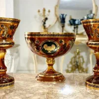 پذیرایی طلاکوب جهیزیه کریستال نودکور چک لاسترعسلی|ظروف سرو و پذیرایی|تهران, هفت حوض|دیوار