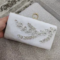 ست کیف و کفش عروس نگین‌دار