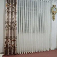 پرده کتان جنس ترک با دکور گلدار طلایی