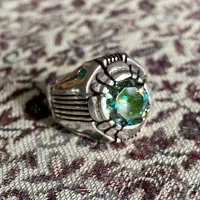 انگشتر آنتیک یاقوت سبز-آبی طبیعی Teal Sapphire